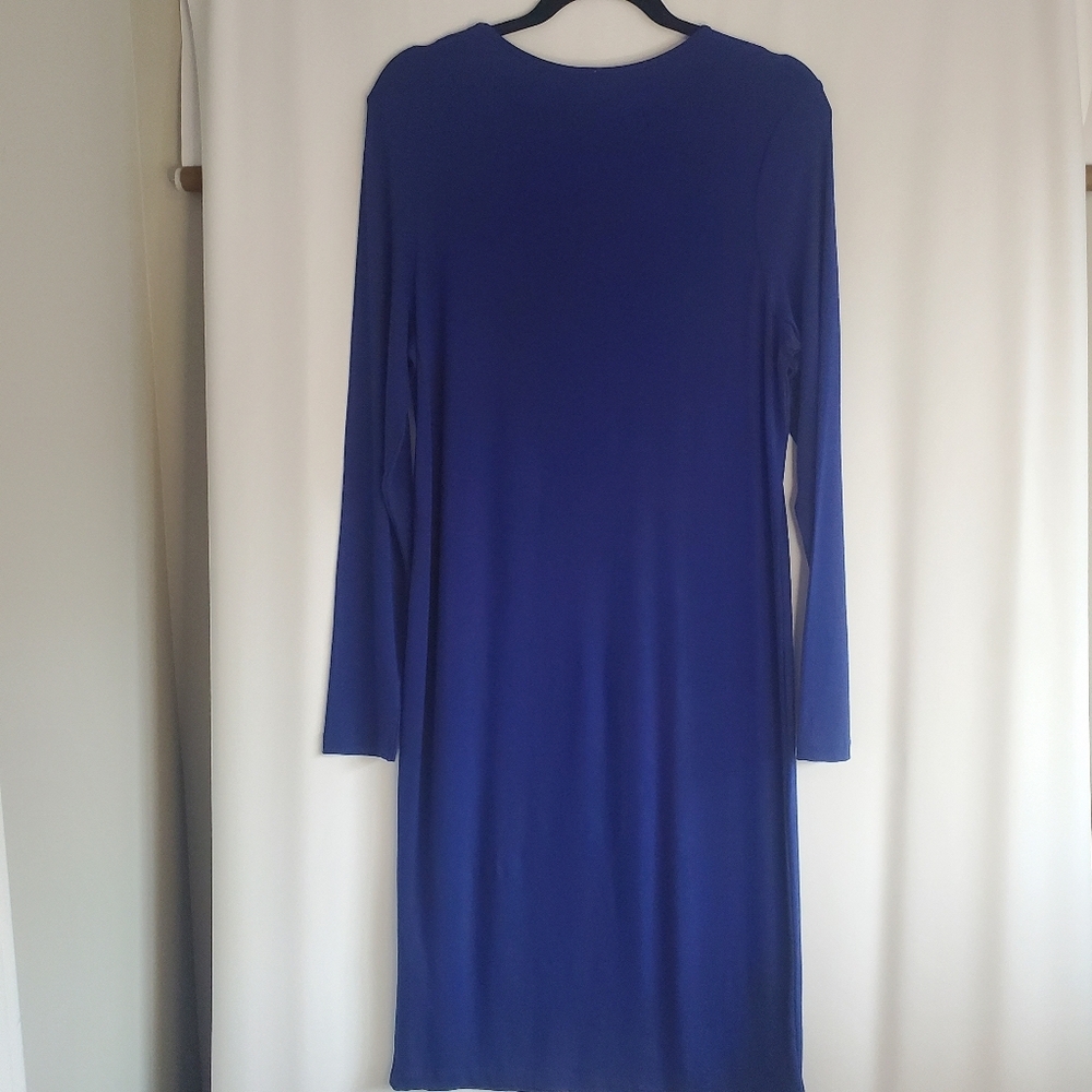 ASOS Size 12 Cobalt Blue scoop neck 3/4 sleeve midi jersey knit dress - Picture 2 of 8